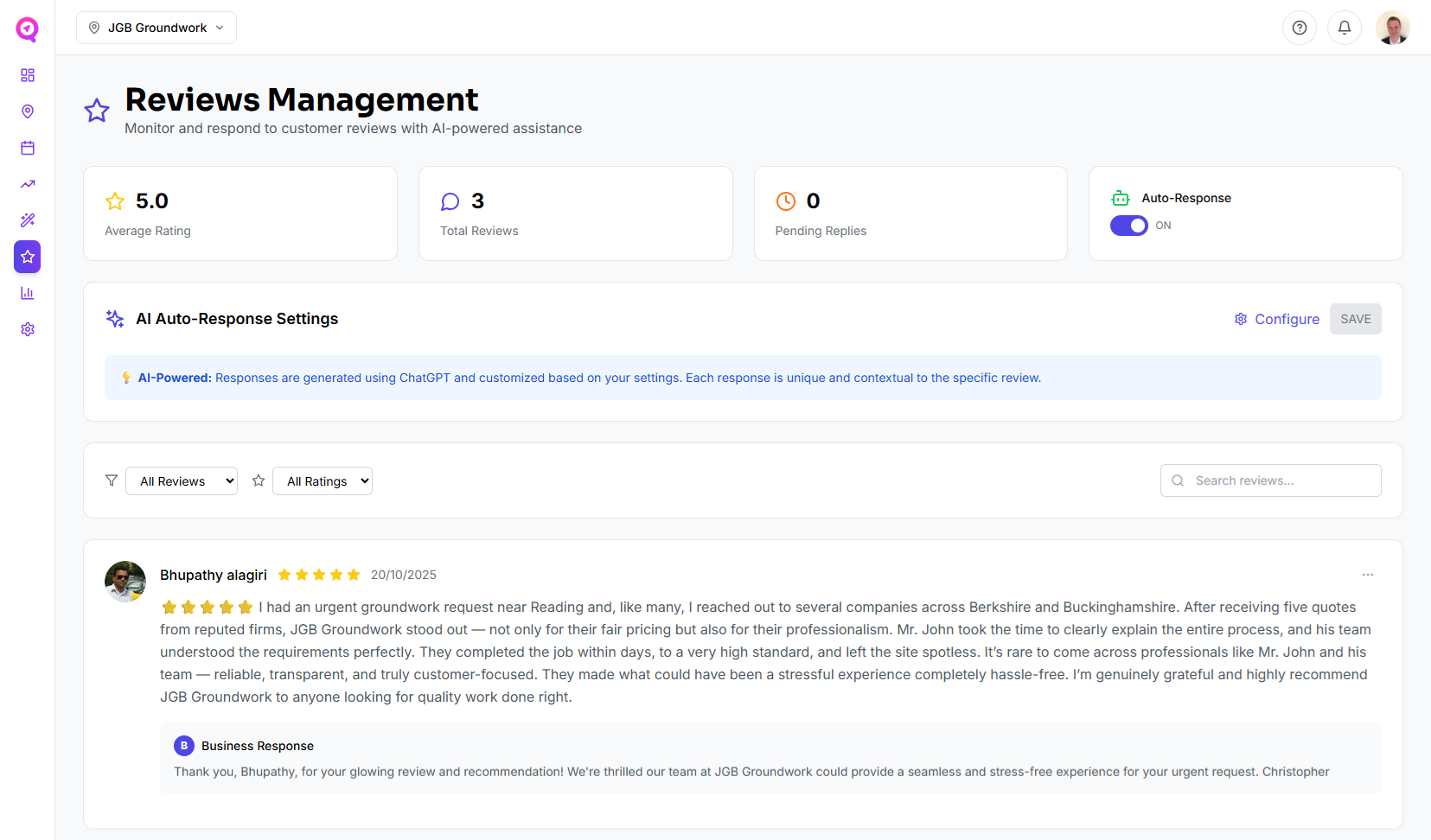 Google Review Autoresponder Page