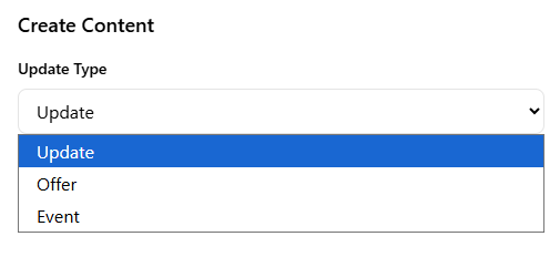 Select Business Update Type - Schedule Google Business Updates in Advance