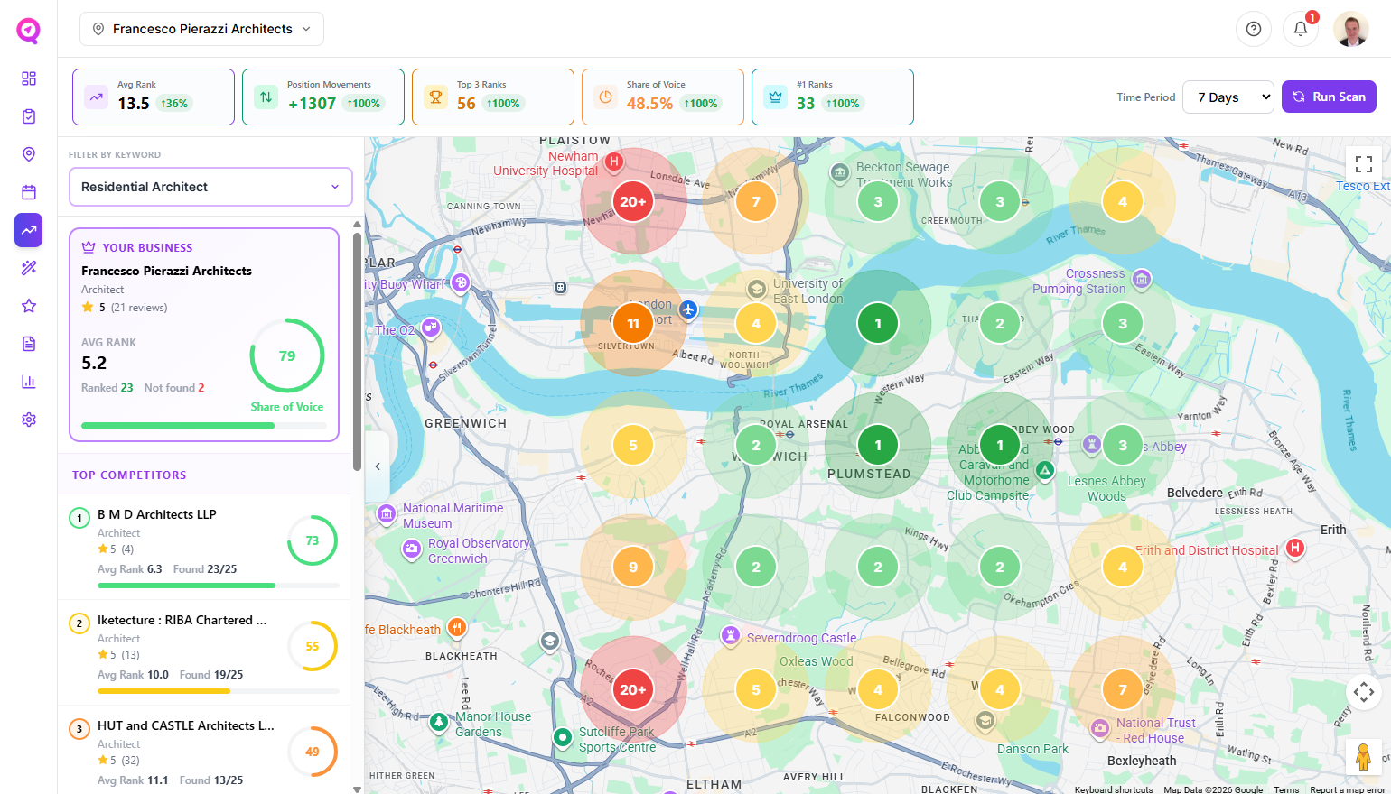 Local HQ Brand New Geo-Grad Map Based Local SEO Rankings Checker