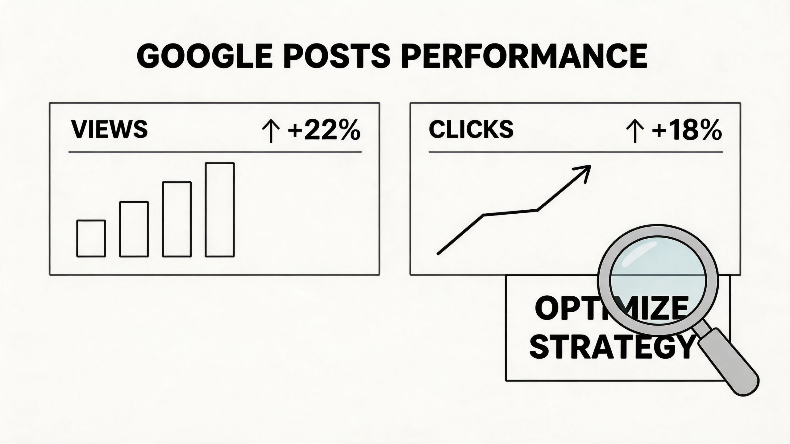 A performance chart showing a 22 percent increase in views and an 18 percent increase in clicks.