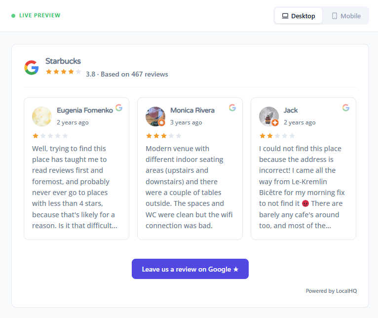 Review Widget for Google Business Profiles 2